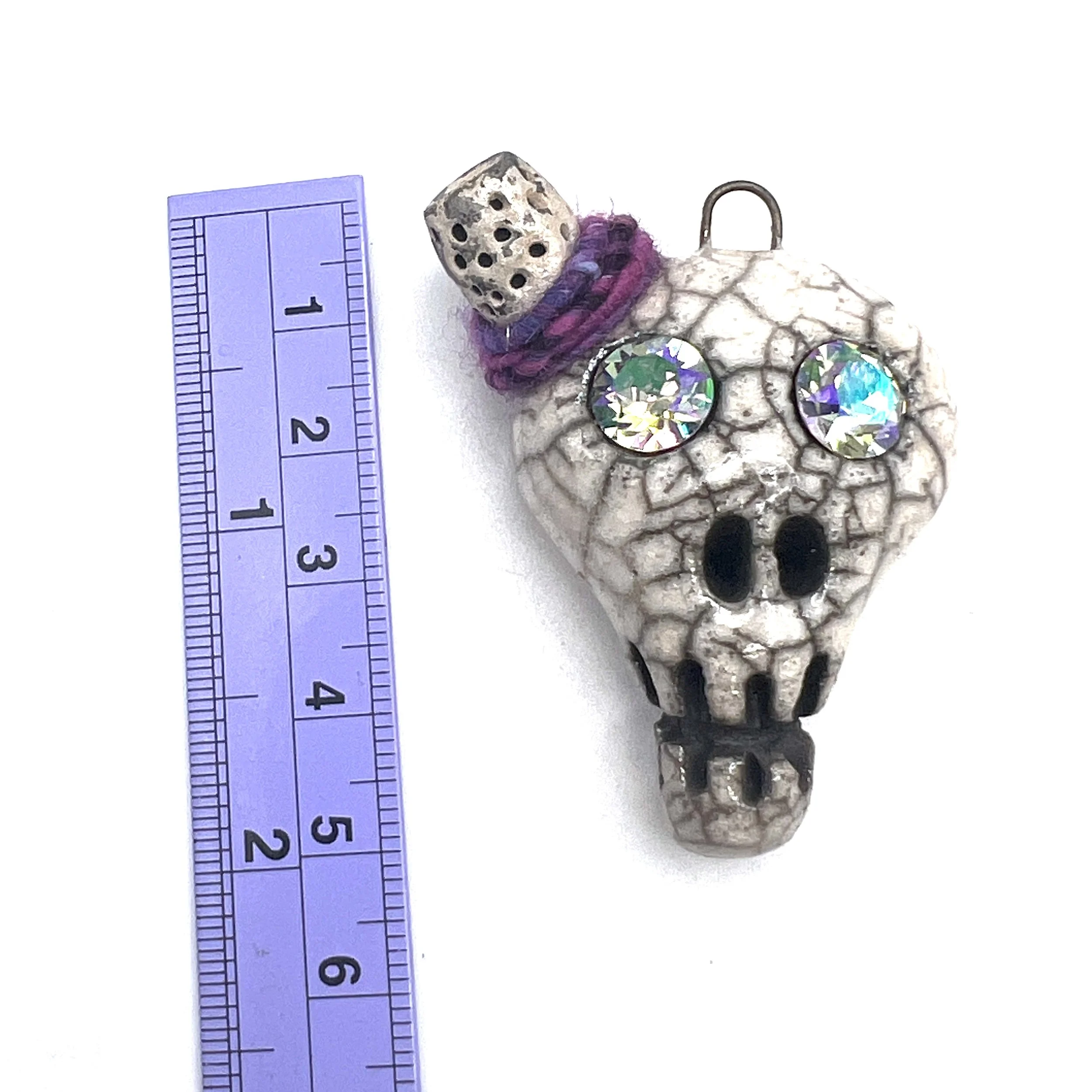 rakutao様 Top Hat Raku Skull Pendant Ceramic Jewelry Supplies Handmade